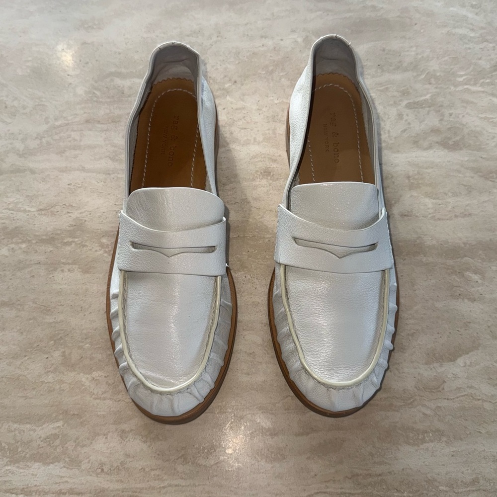 Rag & Bone White Sid Loafer Dress Shoe Women 37 EU